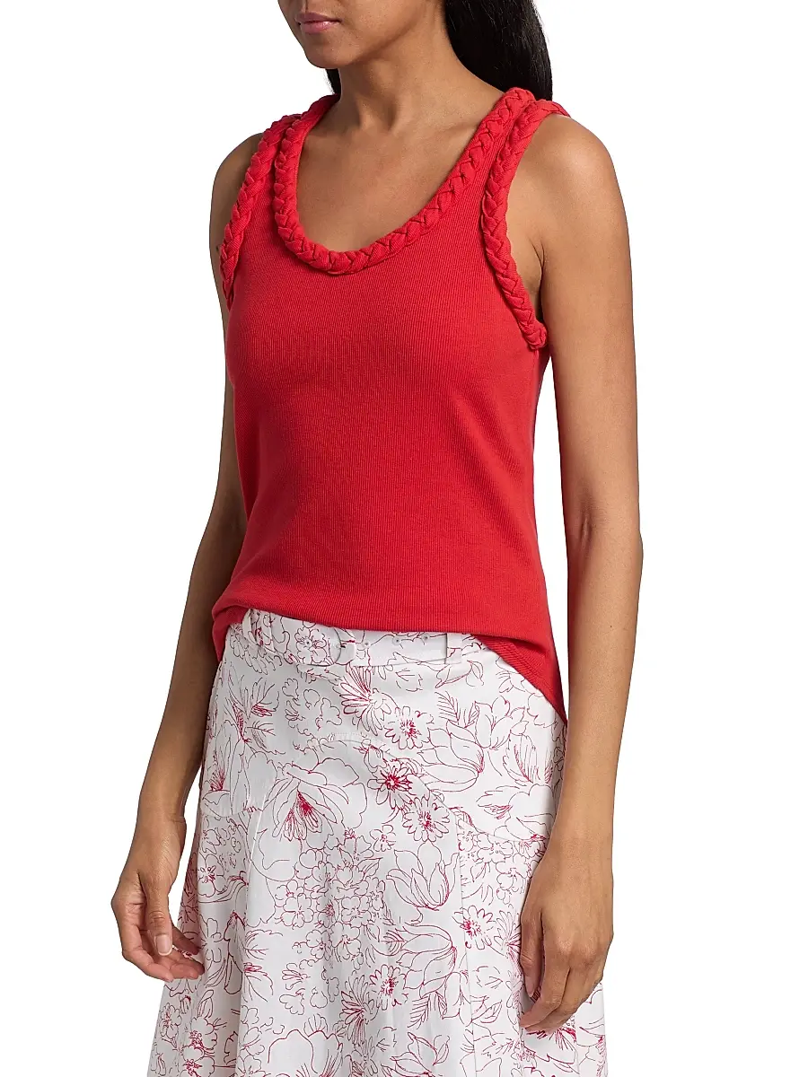 Cinq à Sept Women's Braided Stretch-Cotton Tank | Thumbnail 4 Cinq à Sept Women's Braided Stretch-Cotton Tank | Thumbnail 4