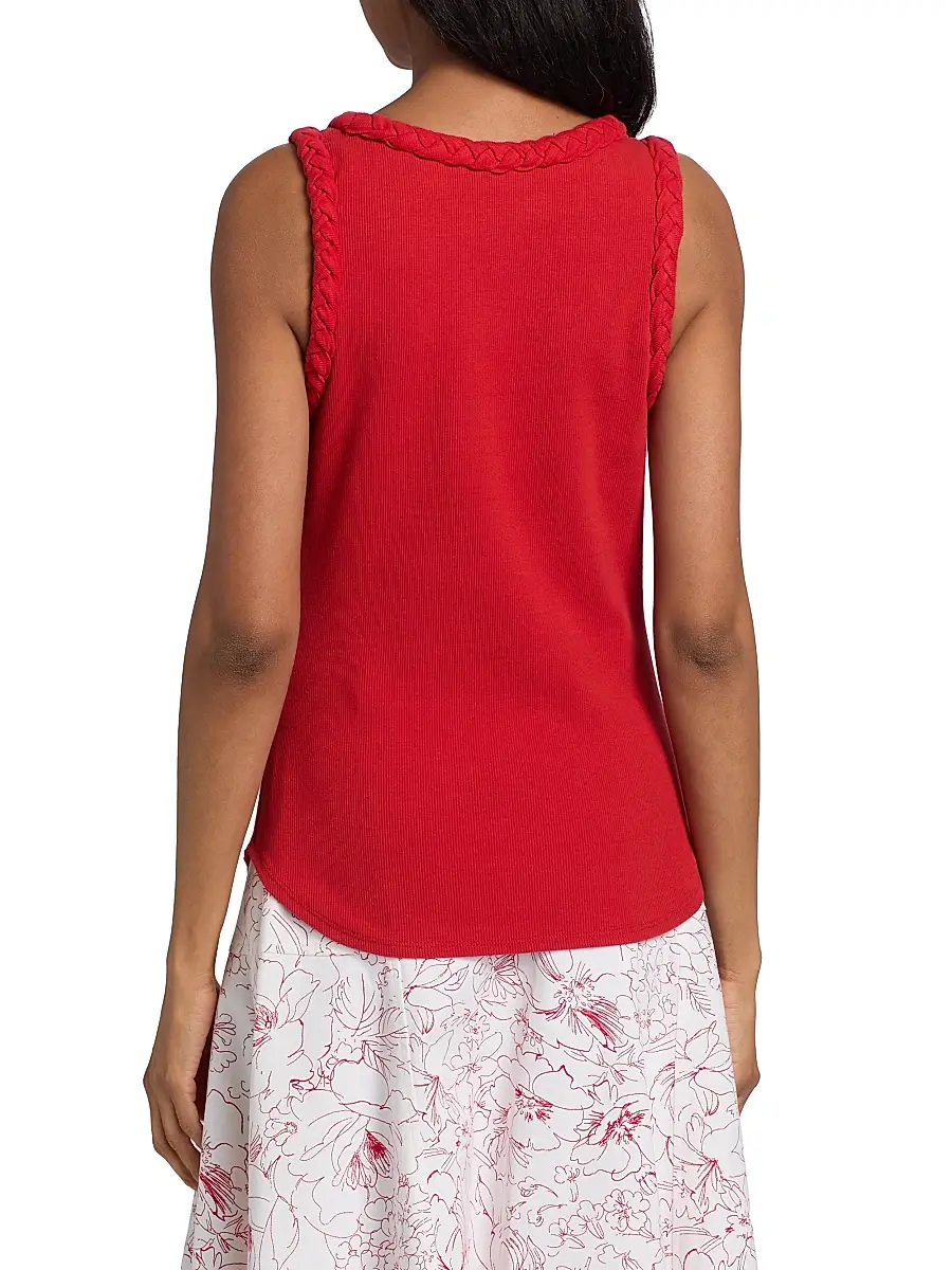 Cinq à Sept Women's Braided Stretch-Cotton Tank | Thumbnail 5 Cinq à Sept Women's Braided Stretch-Cotton Tank | Thumbnail 5