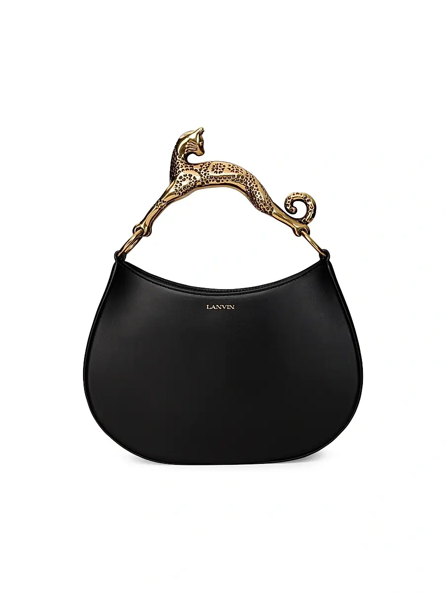 Lanvin Women's Cat-Handle Leather Hobo Bag - Black | Image 1 Lanvin Women's Cat-Handle Leather Hobo Bag - Black | Image 1