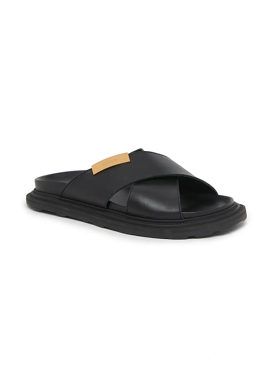 MOSCHINO Men's Logo Leather Crisscross Sandals | Thumbnail 2 MOSCHINO Men's Logo Leather Crisscross Sandals | Thumbnail 2