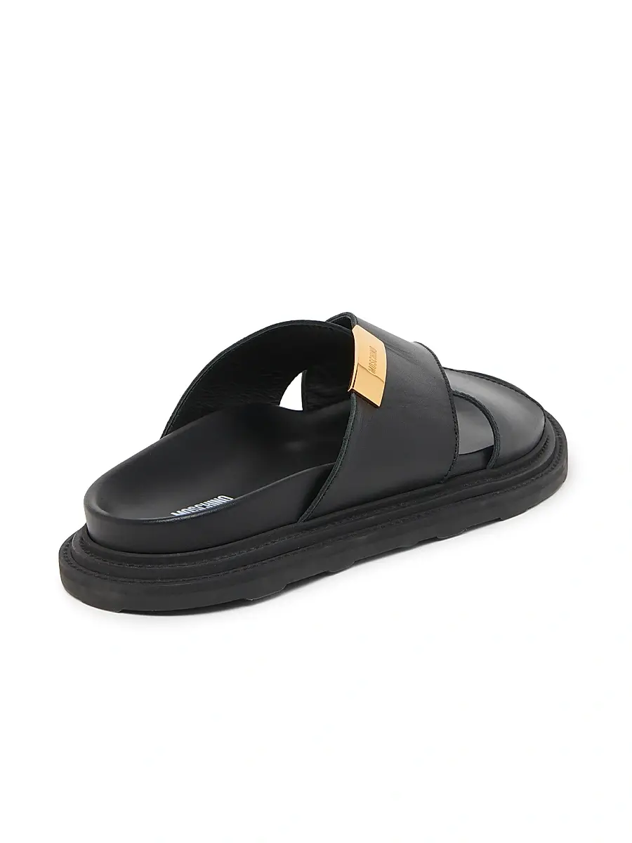 MOSCHINO Men's Logo Leather Crisscross Sandals | Thumbnail 3 MOSCHINO Men's Logo Leather Crisscross Sandals | Thumbnail 3