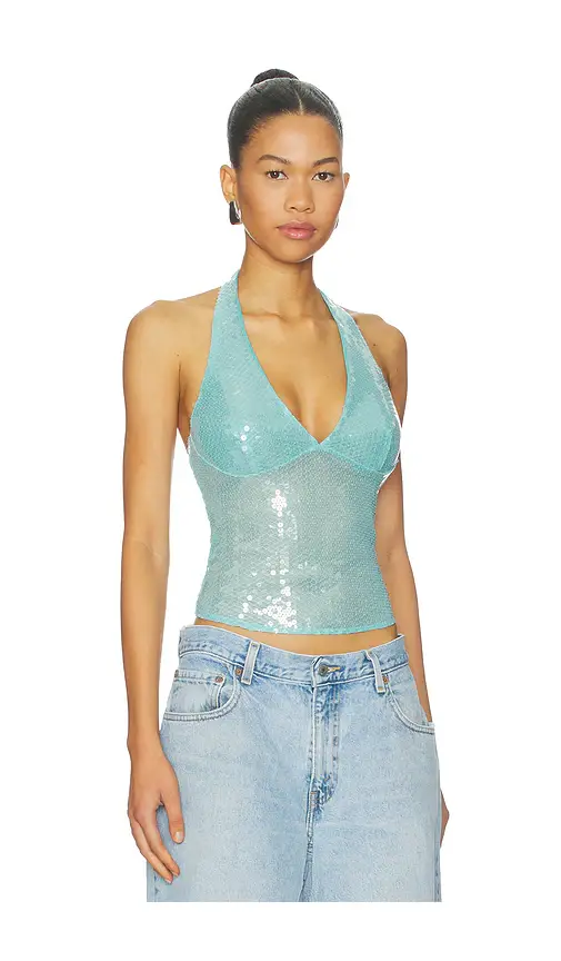 Free People x REVOLVE Dance Til Dawn Halter Top In Capri | Thumbnail 2