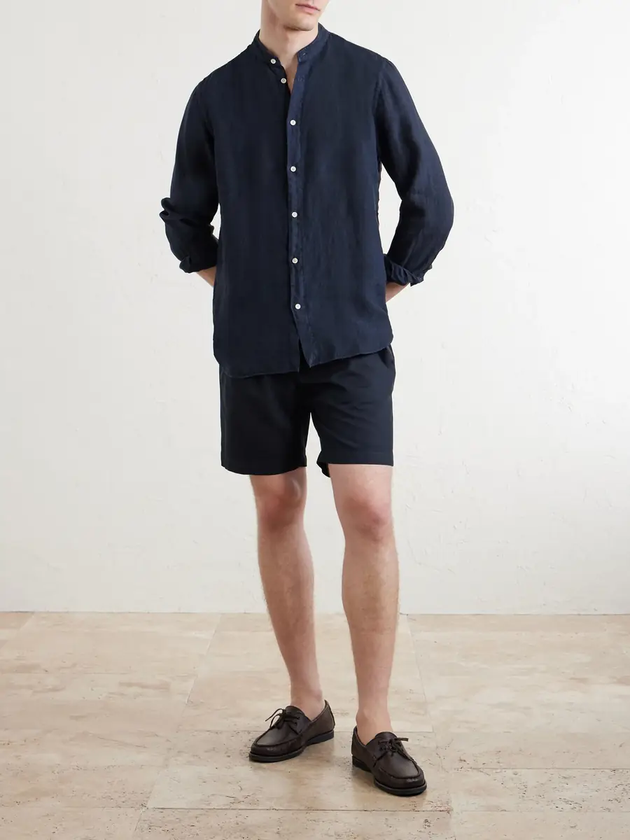 Boglioli Grandad-Collar Linen Shirt - Men | Thumbnail 2 Boglioli Grandad-Collar Linen Shirt - Men | Thumbnail 2
