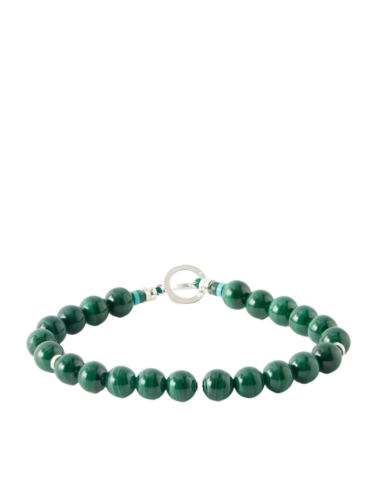Circle8 Sterling Silver and Malachite Beaded Bracelet - Men Circle8 Sterling Silver and Malachite Beaded Bracelet - Men