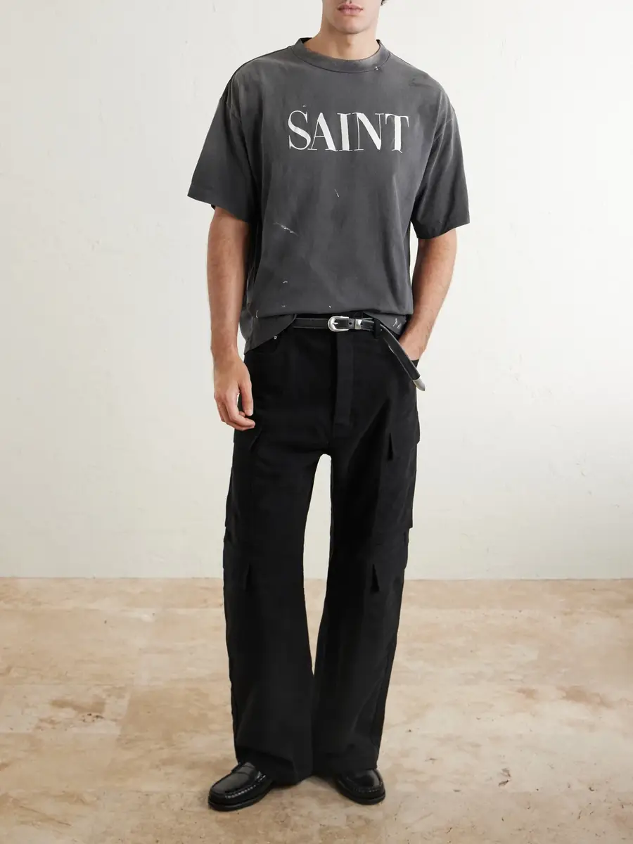SAINT Mxxxxxx Logo-Print Paint-Splattered Cotton-Jersey T-Shirt - Men | Thumbnail 2