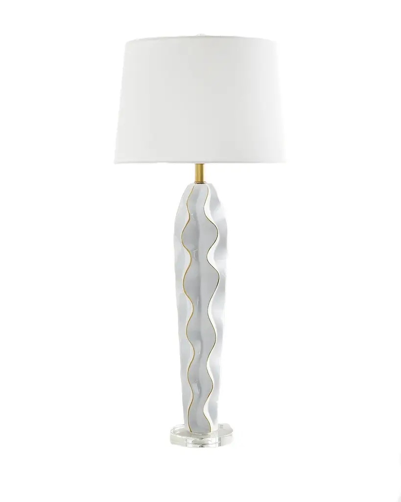 Old World Design Celadon Hannah Ceramic Wave Lamp