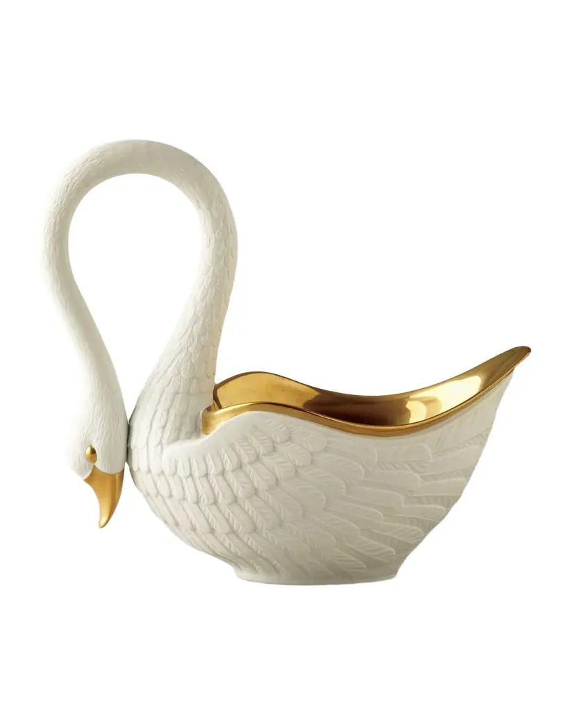 L'Objet Swan 24K Gold-Plated Bowl, 6.5" Wide