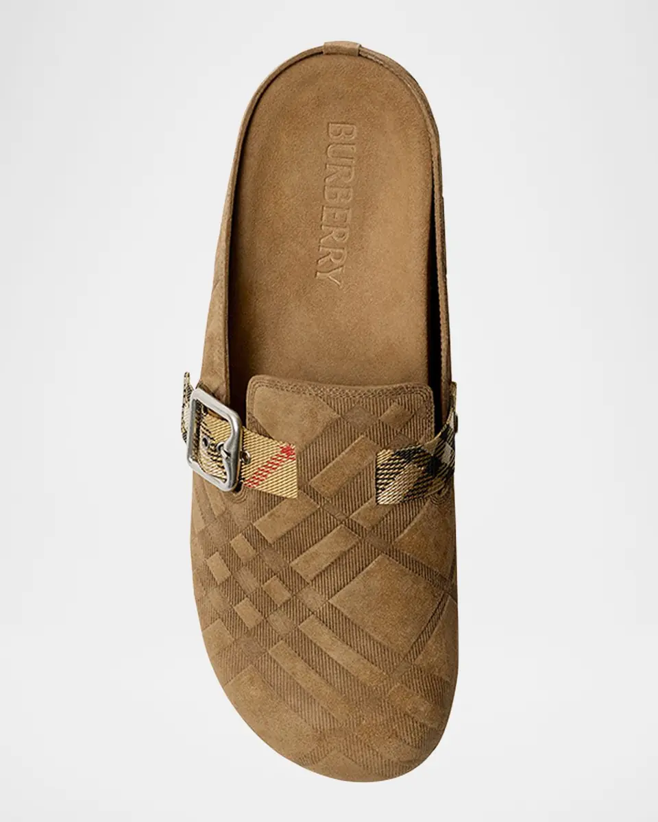 Burberry Men's Urchin Suede Check-Embossed Clogs | Thumbnail 6 Burberry Men's Urchin Suede Check-Embossed Clogs | Thumbnail 6