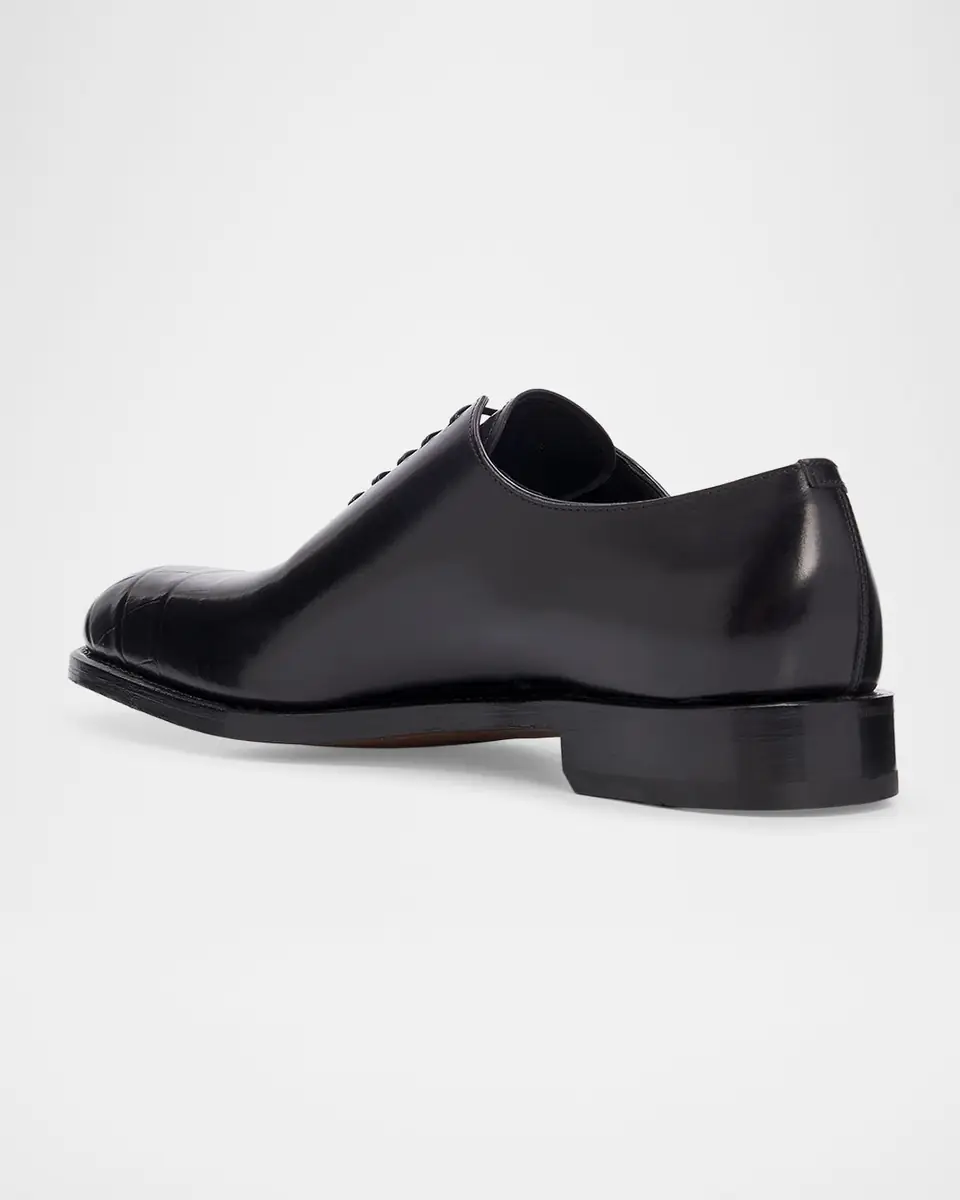 Ferragamo Men's Angiolo Croc-Embossed Leather Oxfords | Thumbnail 2 Ferragamo Men's Angiolo Croc-Embossed Leather Oxfords | Thumbnail 2