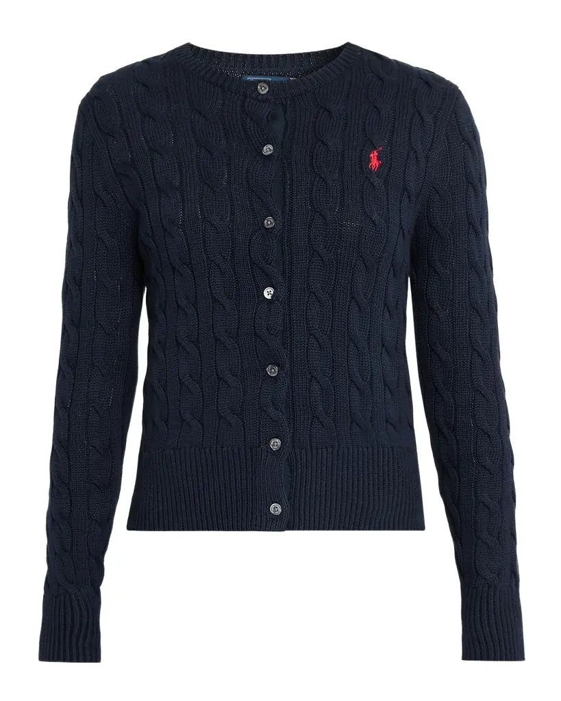 Polo Ralph Lauren Cable-Knit Cotton Crewneck Cardigan | Image 1 Polo Ralph Lauren Cable-Knit Cotton Crewneck Cardigan | Image 1