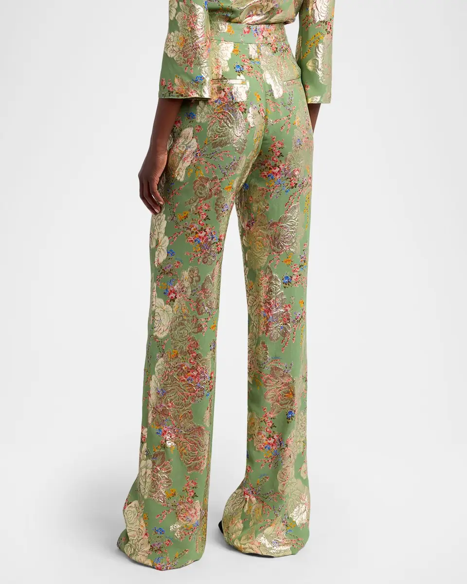 Valentino Garavani Metallic Floral Jacquard Straight-Leg Pants | Thumbnail 2 Valentino Garavani Metallic Floral Jacquard Straight-Leg Pants | Thumbnail 2