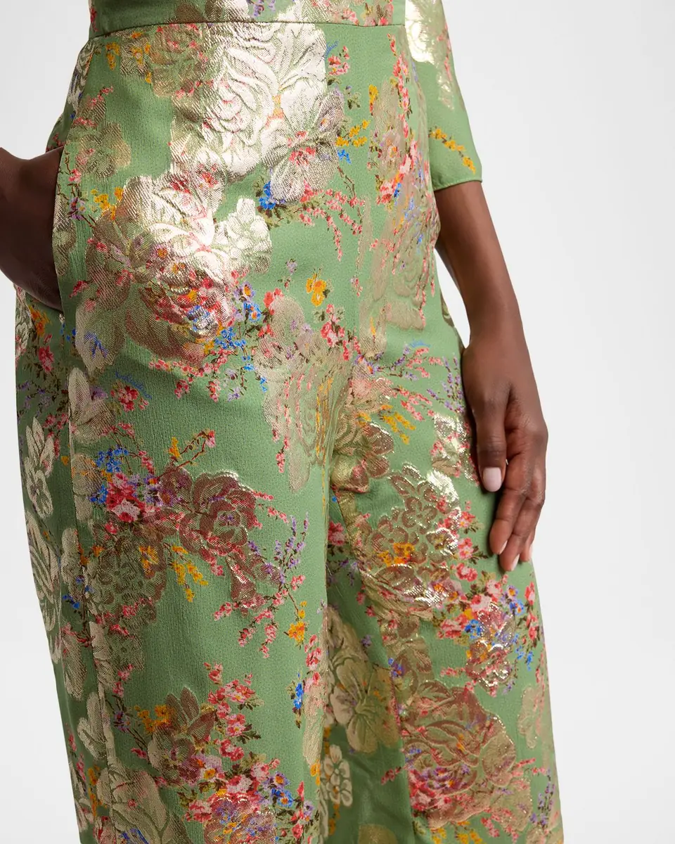 Valentino Garavani Metallic Floral Jacquard Straight-Leg Pants | Thumbnail 4 Valentino Garavani Metallic Floral Jacquard Straight-Leg Pants | Thumbnail 4