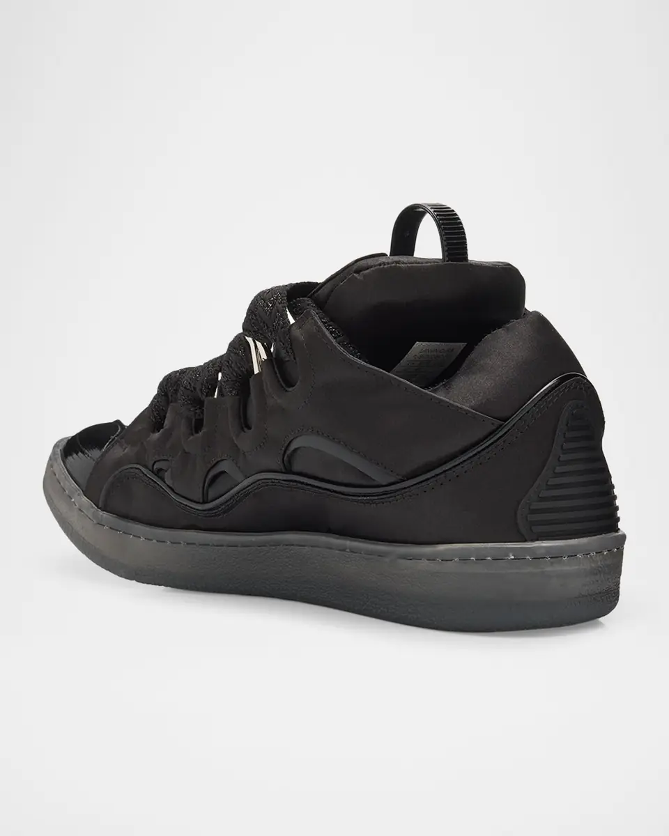 Lanvin Men's Curb Satin Leather Oversized Sneakers | Thumbnail 4 Lanvin Men's Curb Satin Leather Oversized Sneakers | Thumbnail 4