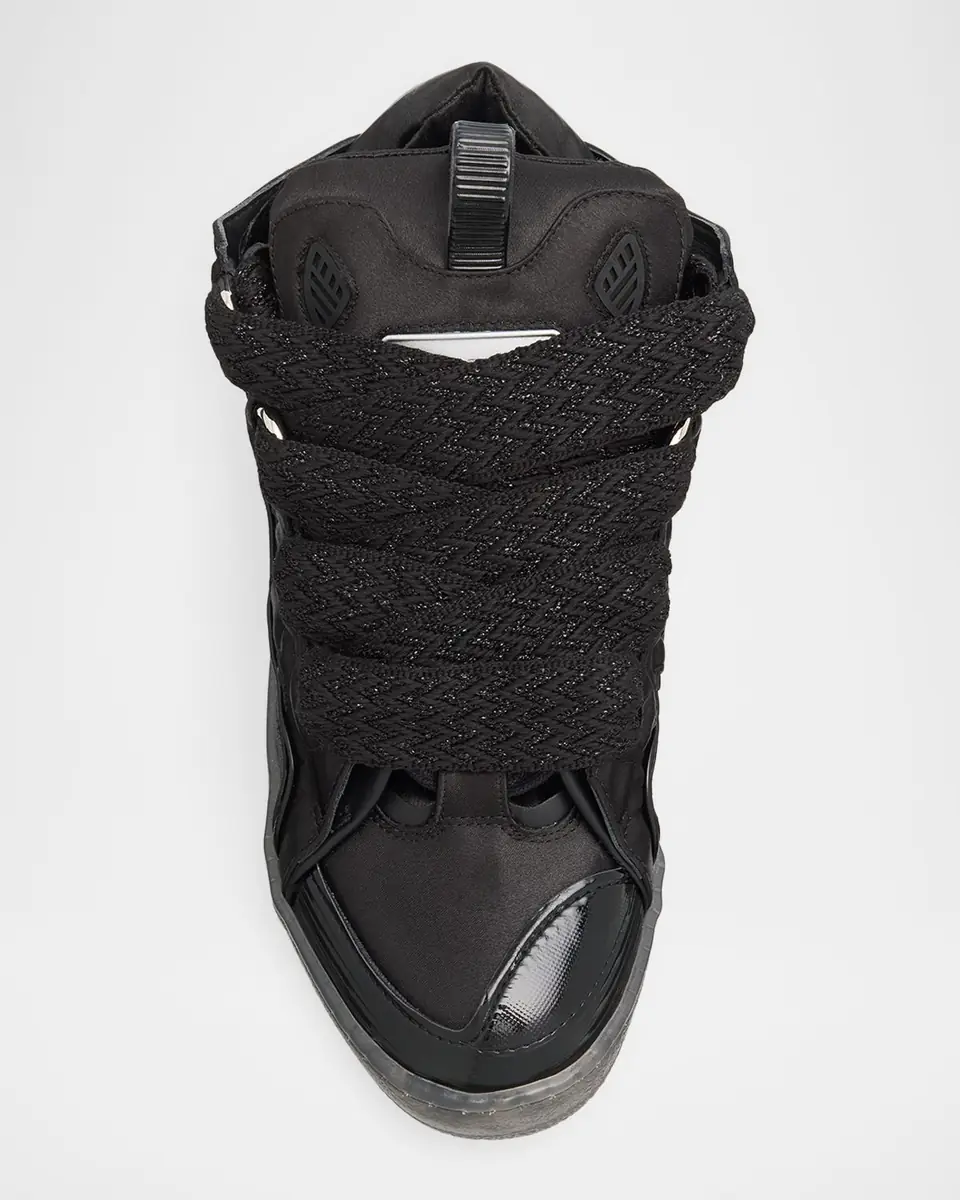 Lanvin Men's Curb Satin Leather Oversized Sneakers | Thumbnail 6 Lanvin Men's Curb Satin Leather Oversized Sneakers | Thumbnail 6
