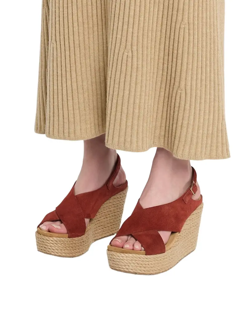 Pedro Garcia 85mm Donvina Suede Crisscross Wedge Espadrilles | Image 1 Pedro Garcia 85mm Donvina Suede Crisscross Wedge Espadrilles | Image 1