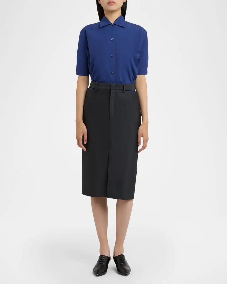 Jil Sander Waist-Cutout Wool Suiting Skirt | Thumbnail 2 Jil Sander Waist-Cutout Wool Suiting Skirt | Thumbnail 2
