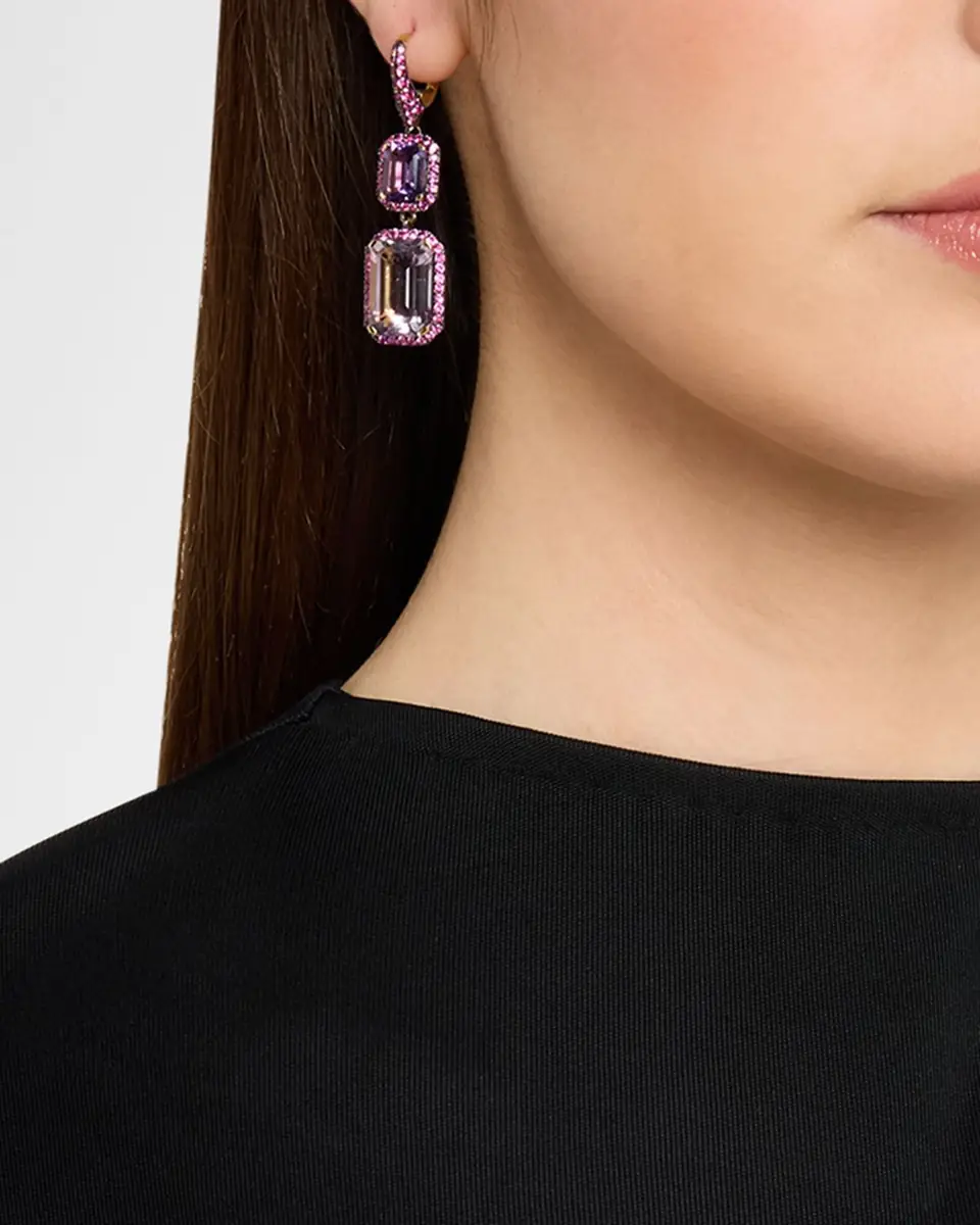 Goshwara 18K Rainforest Amethyst and Pink Sapphire Emerald-Cut Earrings | Thumbnail 2 Goshwara 18K Rainforest Amethyst and Pink Sapphire Emerald-Cut Earrings | Thumbnail 2