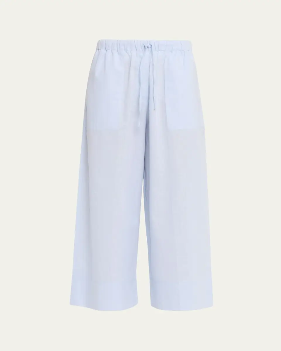 Toteme Cotton-Linen Wide-Leg Drawstring Summer Trousers | Thumbnail 6 Toteme Cotton-Linen Wide-Leg Drawstring Summer Trousers | Thumbnail 6
