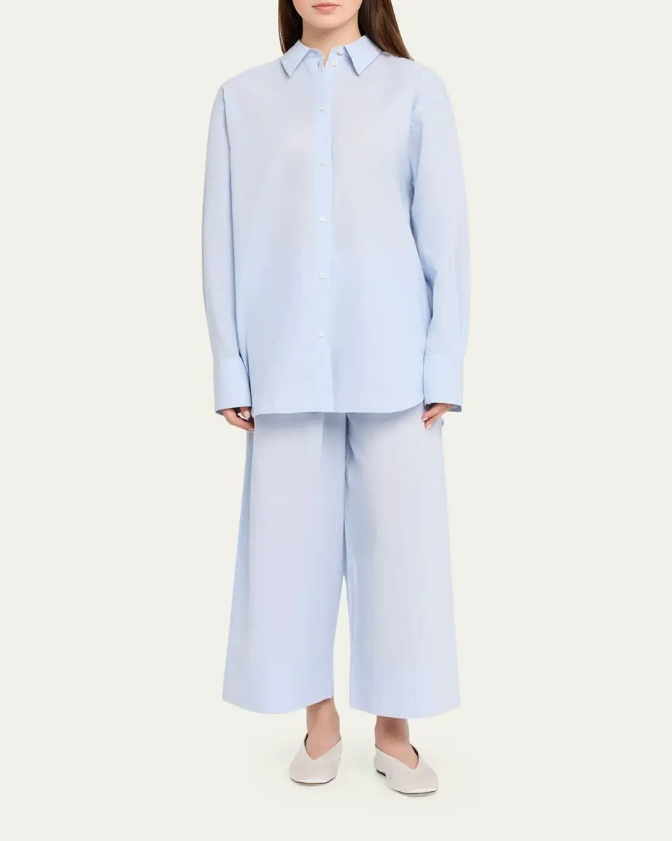 Toteme Cotton-Linen Wide-Leg Drawstring Summer Trousers | Thumbnail 7 Toteme Cotton-Linen Wide-Leg Drawstring Summer Trousers | Thumbnail 7