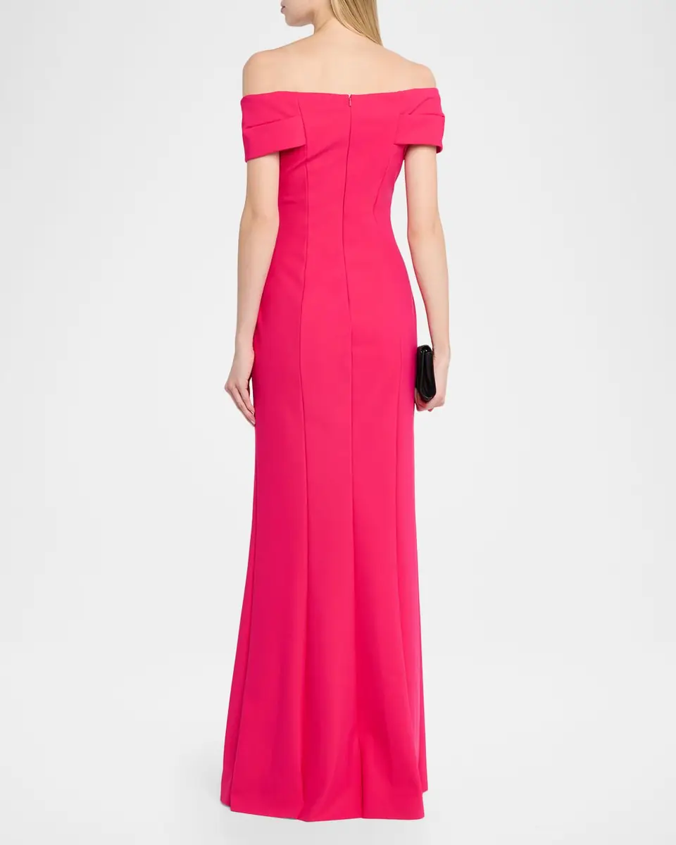 Rickie Freeman for Teri Jon Off-Shoulder Floral Applique Scuba Gown | Thumbnail 3 Rickie Freeman for Teri Jon Off-Shoulder Floral Applique Scuba Gown | Thumbnail 3