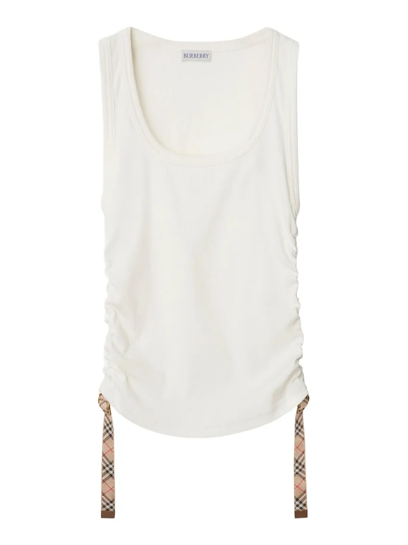 Burberry Ruched Check Drawstring Tank Top