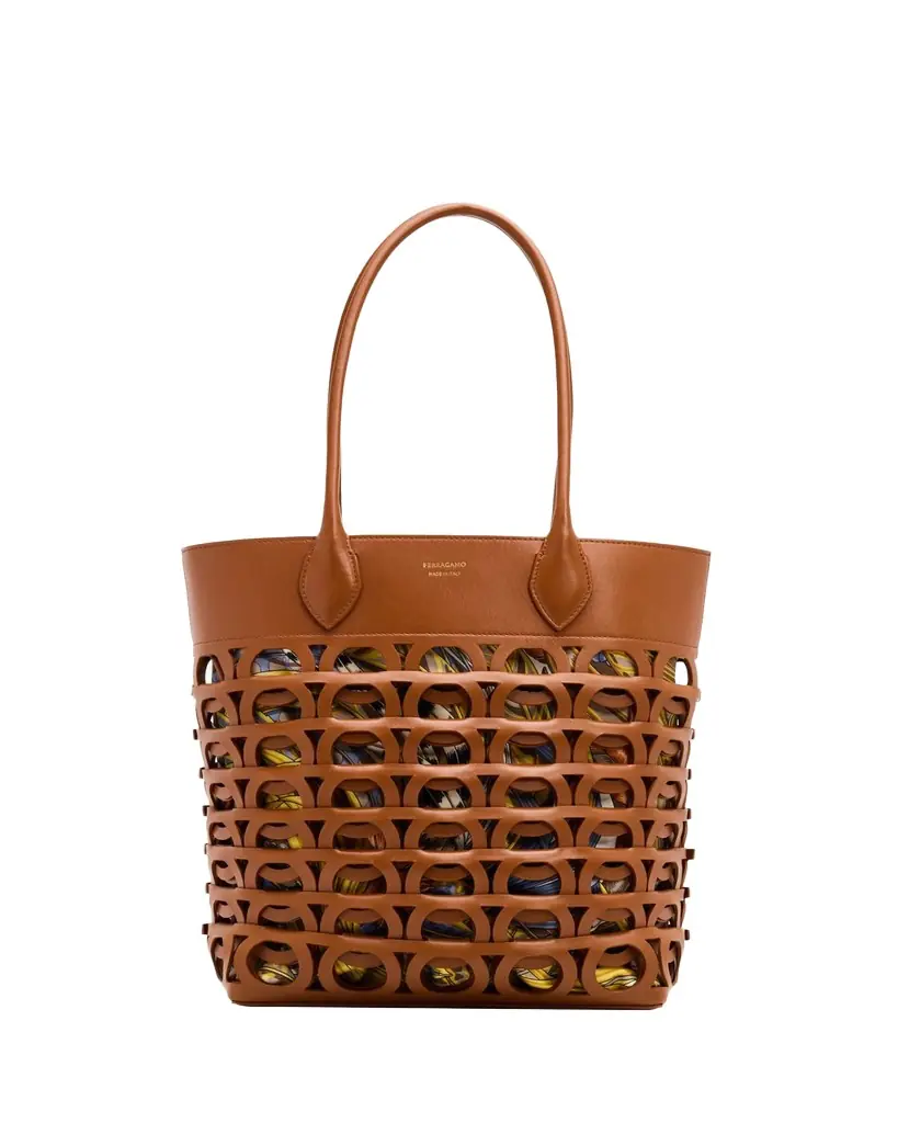 Ferragamo Medium Gancini Leather Outline Tote Bag | Image 1 Ferragamo Medium Gancini Leather Outline Tote Bag | Image 1