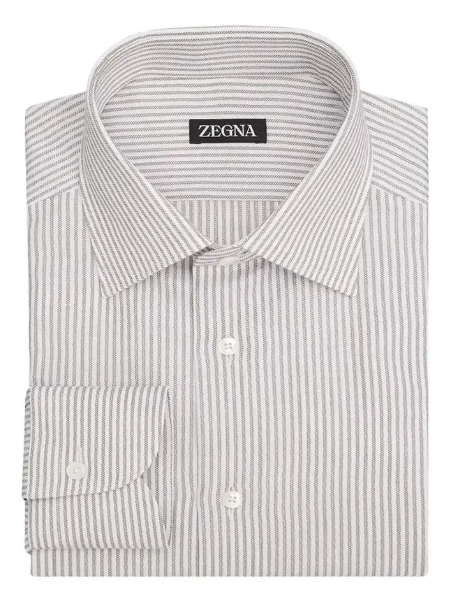 Men's Micro-Stripe Cotton and Linen Dress Shirt Men's Micro-Stripe Cotton and Linen Dress Shirt