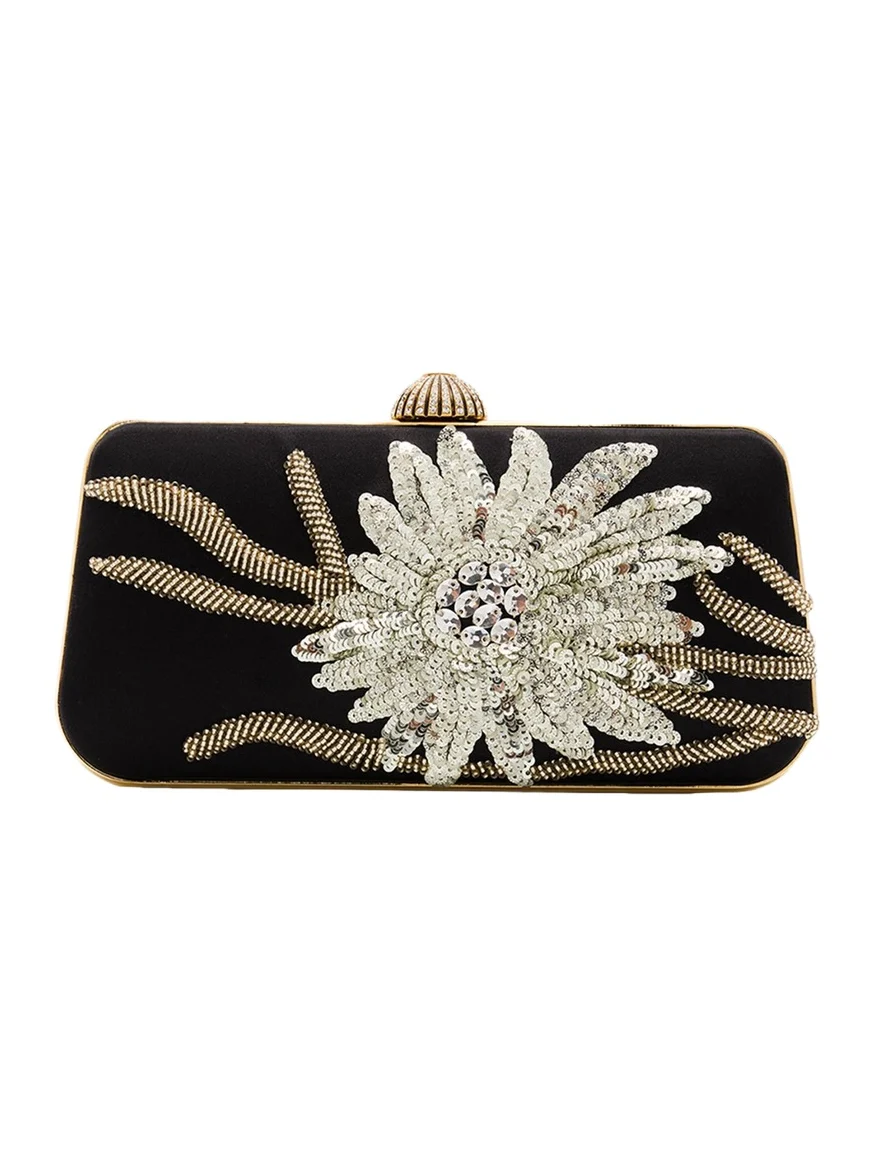 Carry Secrets Sequin Floral Satin Clutch Bag Carry Secrets Sequin Floral Satin Clutch Bag