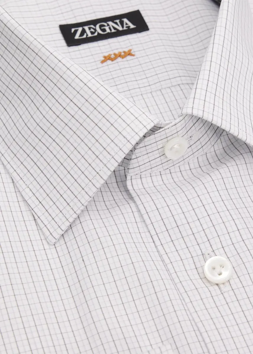 Zegna Men's Micro-Plaid Cotton Dress Shirt | Thumbnail 2 Zegna Men's Micro-Plaid Cotton Dress Shirt | Thumbnail 2
