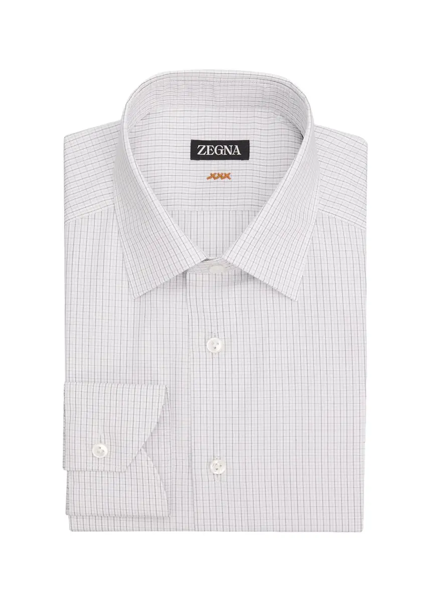 Zegna Men's Micro-Plaid Cotton Dress Shirt | Thumbnail 3 Zegna Men's Micro-Plaid Cotton Dress Shirt | Thumbnail 3