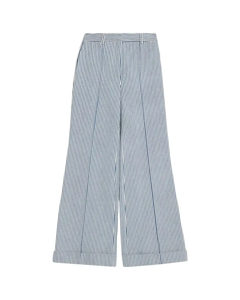 Adam Lippes Deeda Striped Twill Wide-Leg Pants | Image 1 Adam Lippes Deeda Striped Twill Wide-Leg Pants | Image 1