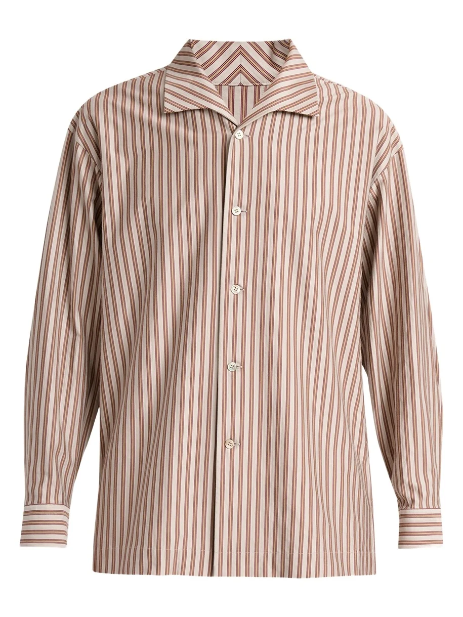 Homme Plissé Issey Miyake Men's Multi-Stripe Polyester Button-Down Shirt