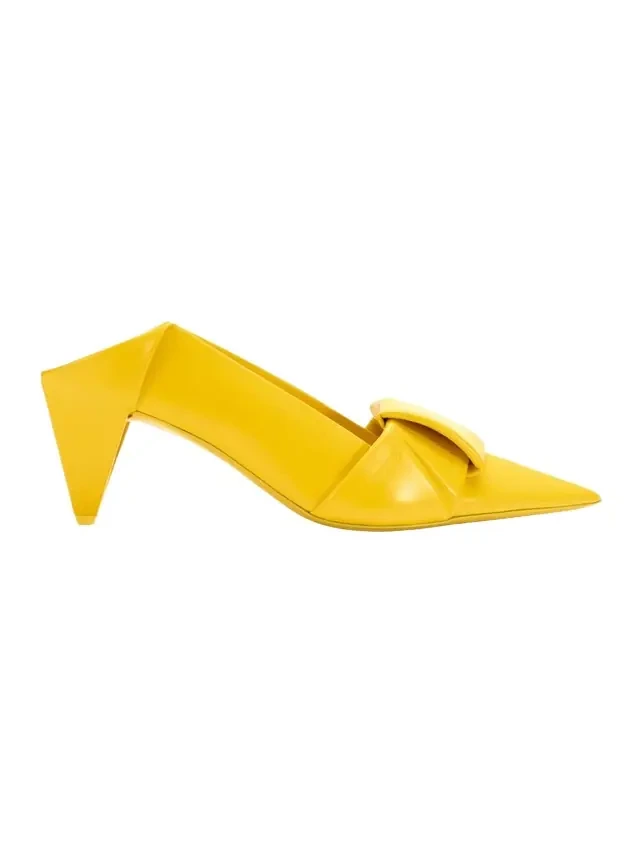 70mm Origami Folded Leather Mule Pumps 70mm Origami Folded Leather Mule Pumps