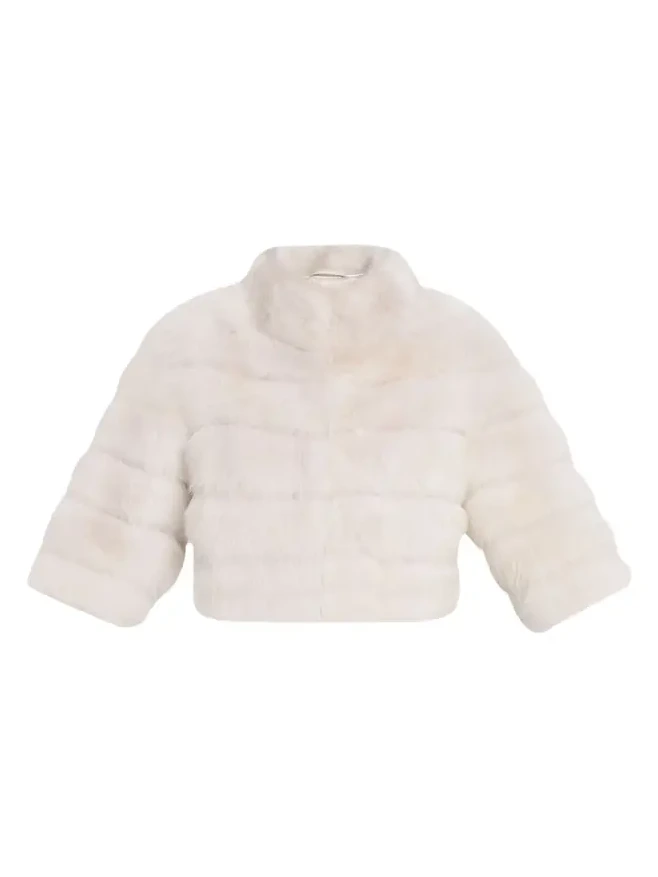 Lamb Shearling 3/4-Sleeve Crop Coat Lamb Shearling 3/4-Sleeve Crop Coat