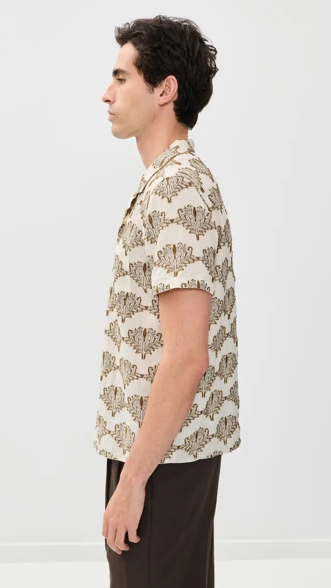 Billy Reid Short Sleeve Botanical Linen Jacquard Camp Shirt | Thumbnail 4 Billy Reid Short Sleeve Botanical Linen Jacquard Camp Shirt | Thumbnail 4