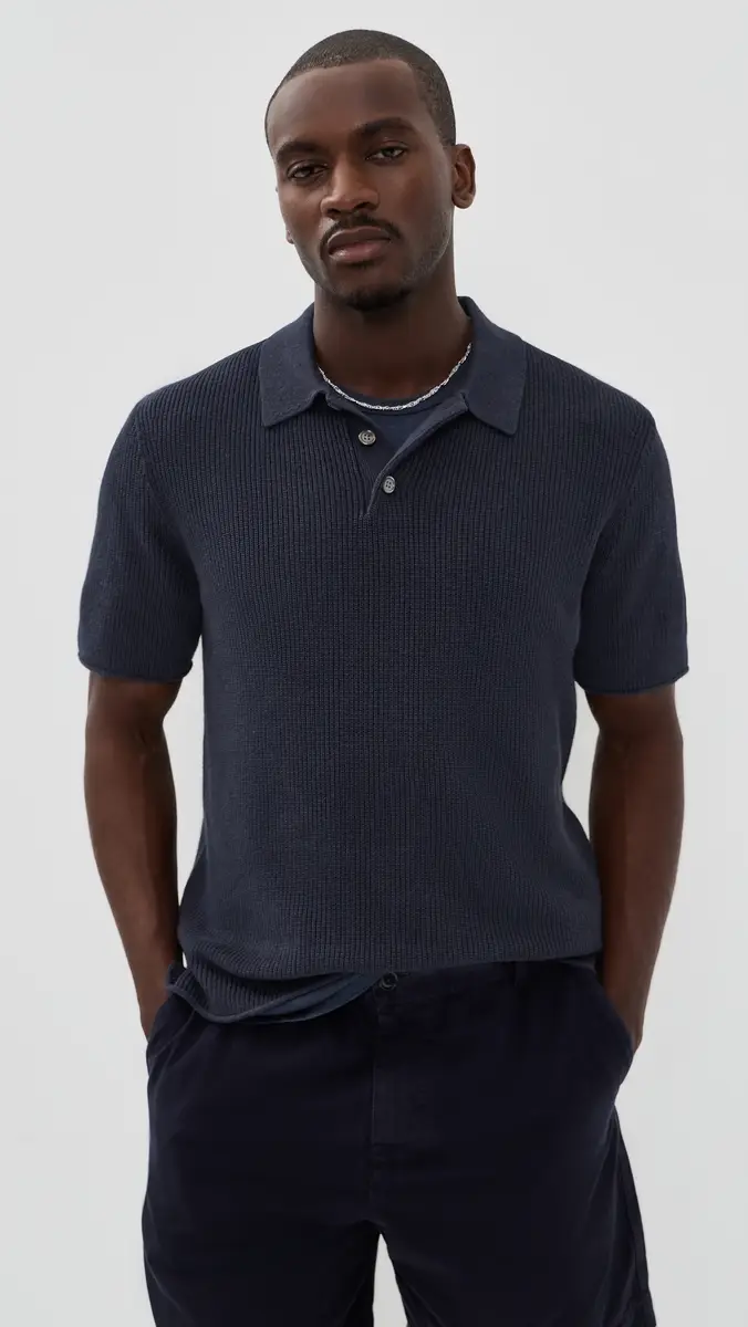 Alex Mill Eastwood Polo In Cotton Linen Dark | Thumbnail 2 Alex Mill Eastwood Polo In Cotton Linen Dark | Thumbnail 2