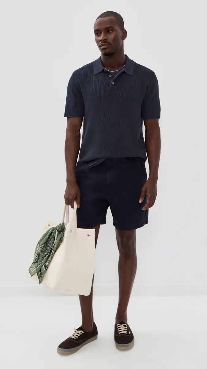 Alex Mill Eastwood Polo In Cotton Linen Dark | Thumbnail 5 Alex Mill Eastwood Polo In Cotton Linen Dark | Thumbnail 5