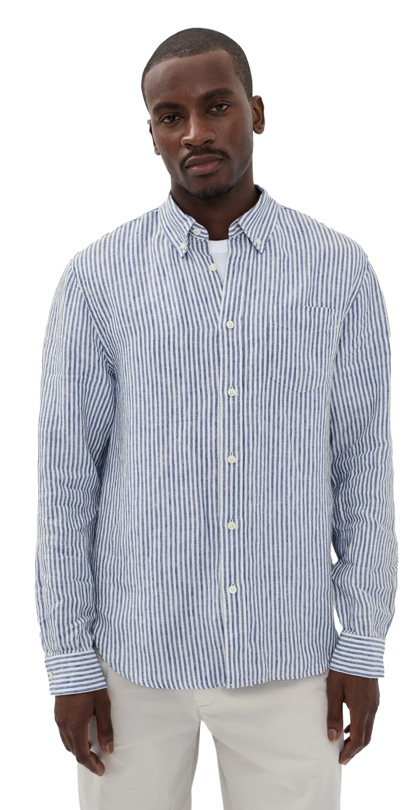Alex Mill Mill Dress Shirt In Linen Stripe Blue/White