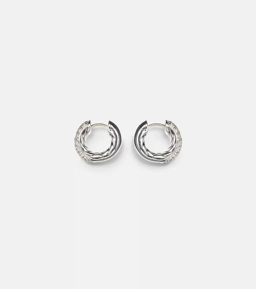 David Yurman DY Mercer Micro sterling silver hoop earrings with diamonds | Thumbnail 2