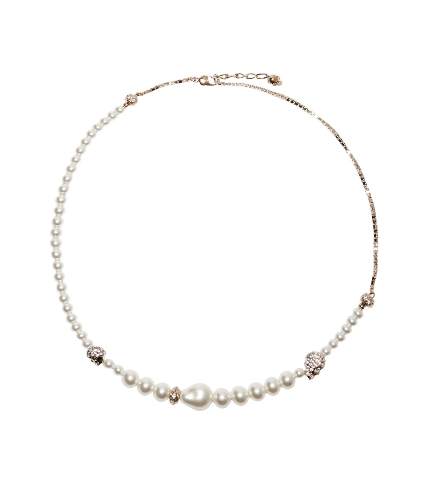 Alexander McQueen Skull embellished faux pearl necklace