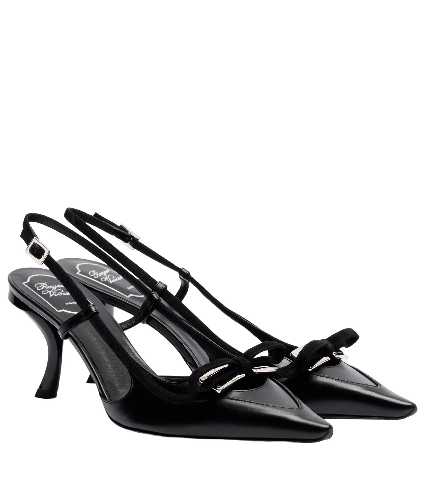 Virgule 75 leather slingback pumps