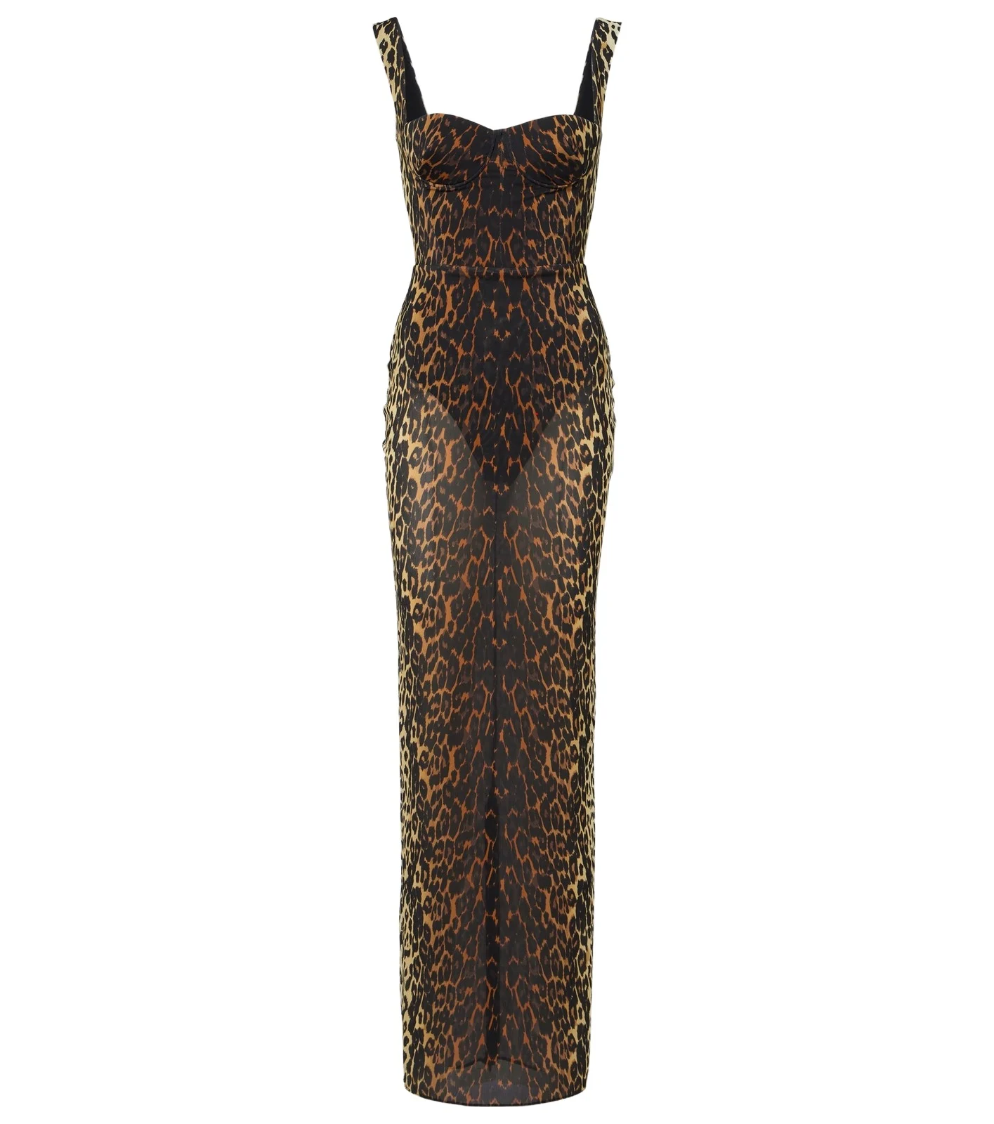 Leopard-print mesh gown Leopard-print mesh gown