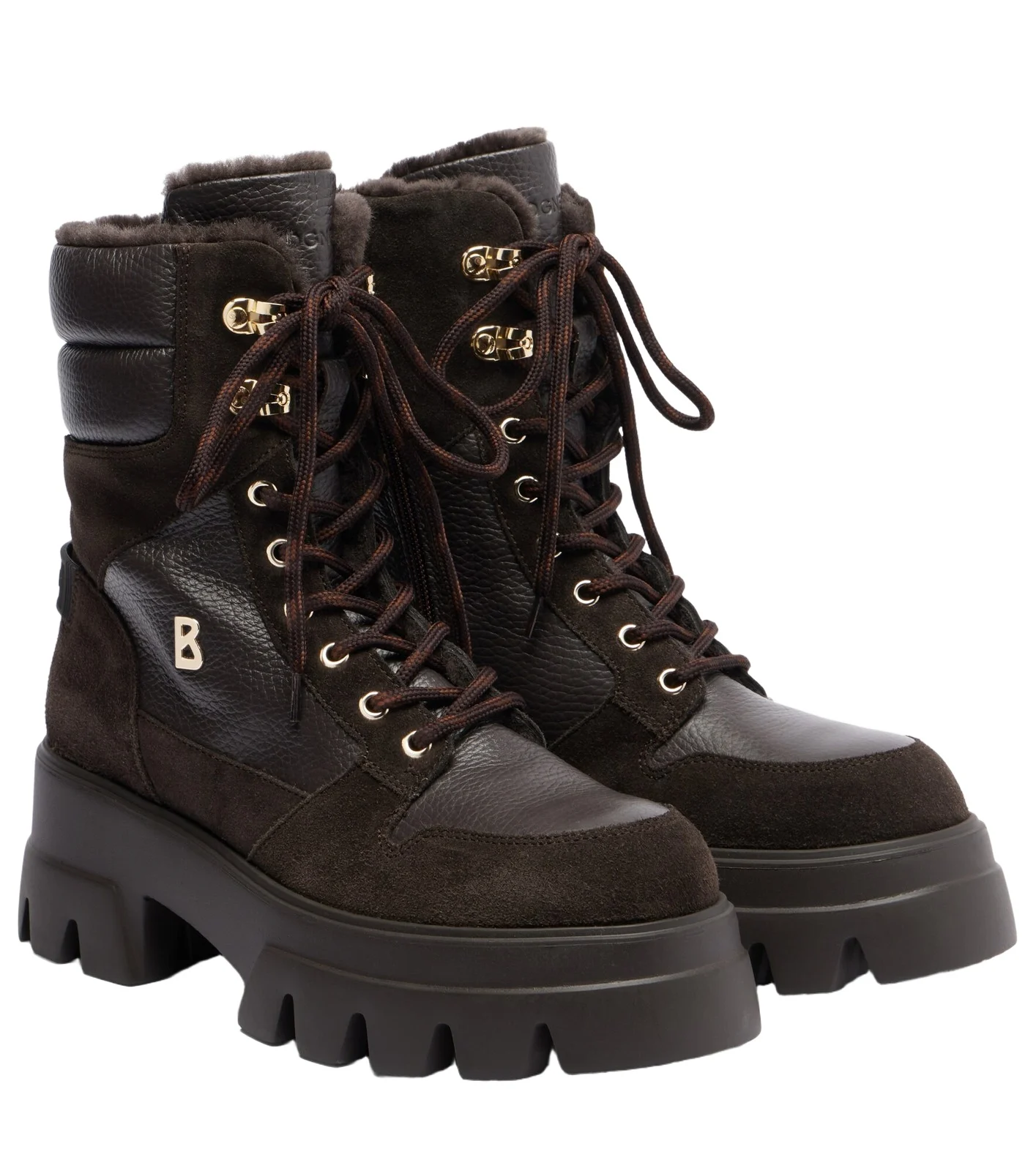 Sapporo shearling-lined leather lace-up boots Sapporo shearling-lined leather lace-up boots