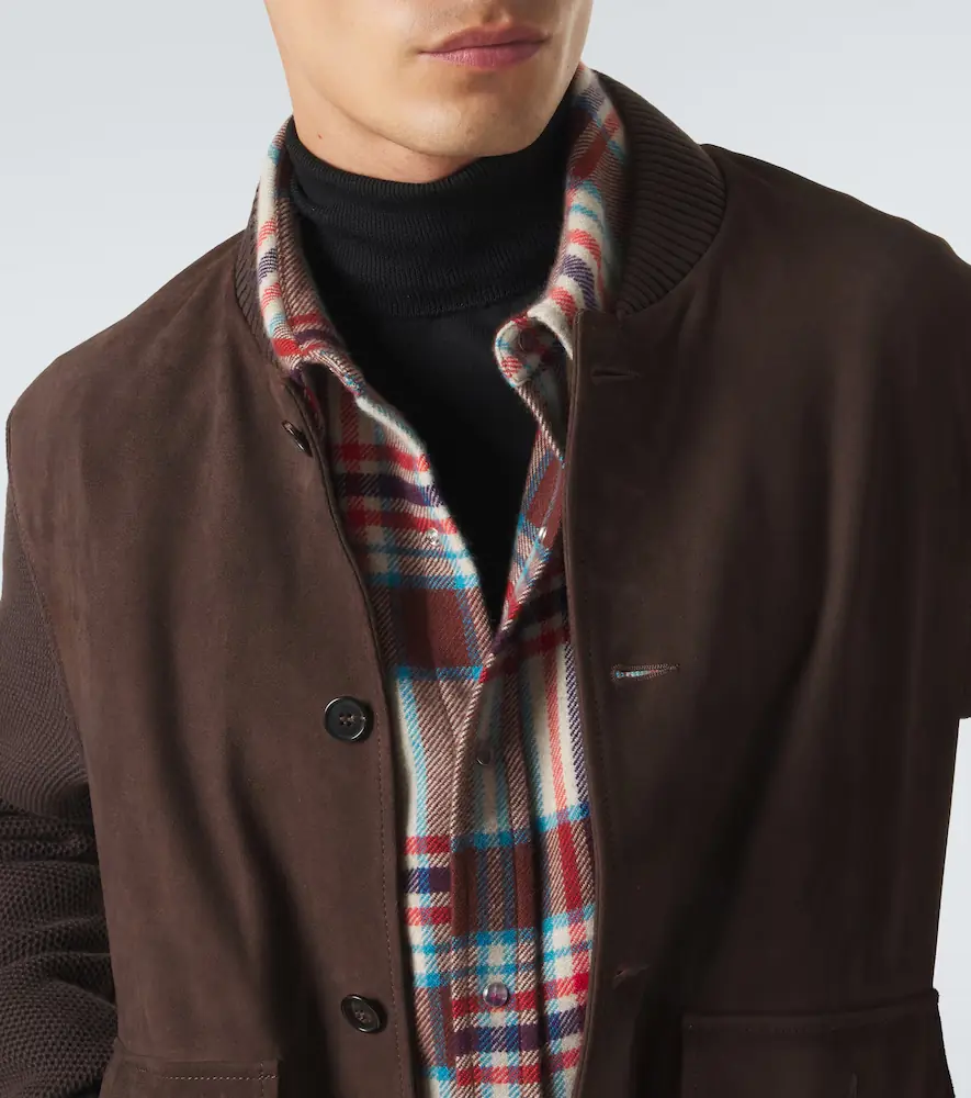 Slowear Cotton-trimmed suede bomber jacket | Thumbnail 5
