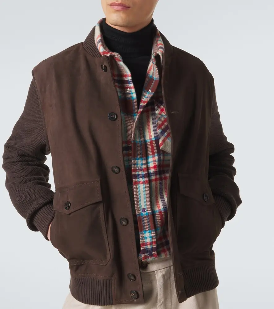 Slowear Cotton-trimmed suede bomber jacket | Thumbnail 6