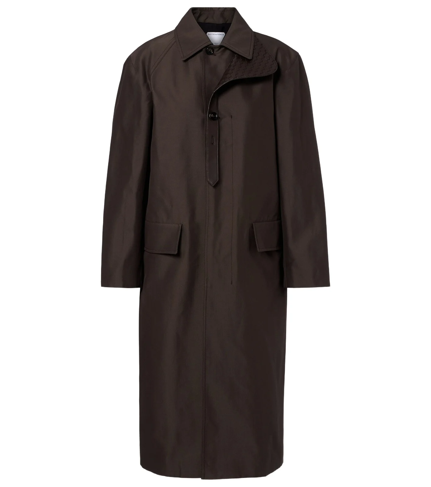 Intrecciato leather-trimmed trench coat Intrecciato leather-trimmed trench coat