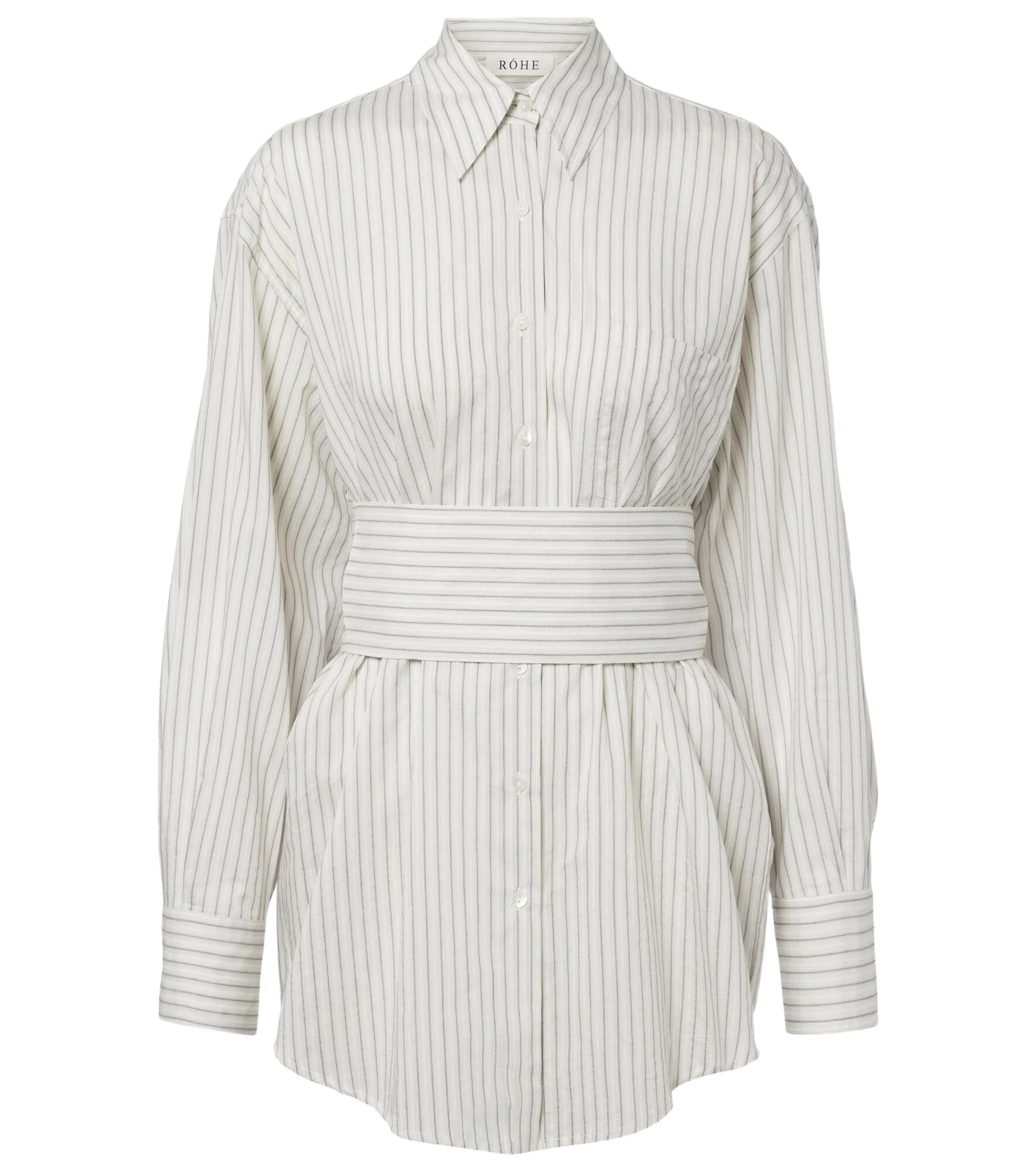 Róhe Belted striped silk and cotton shirt Róhe Belted striped silk and cotton shirt