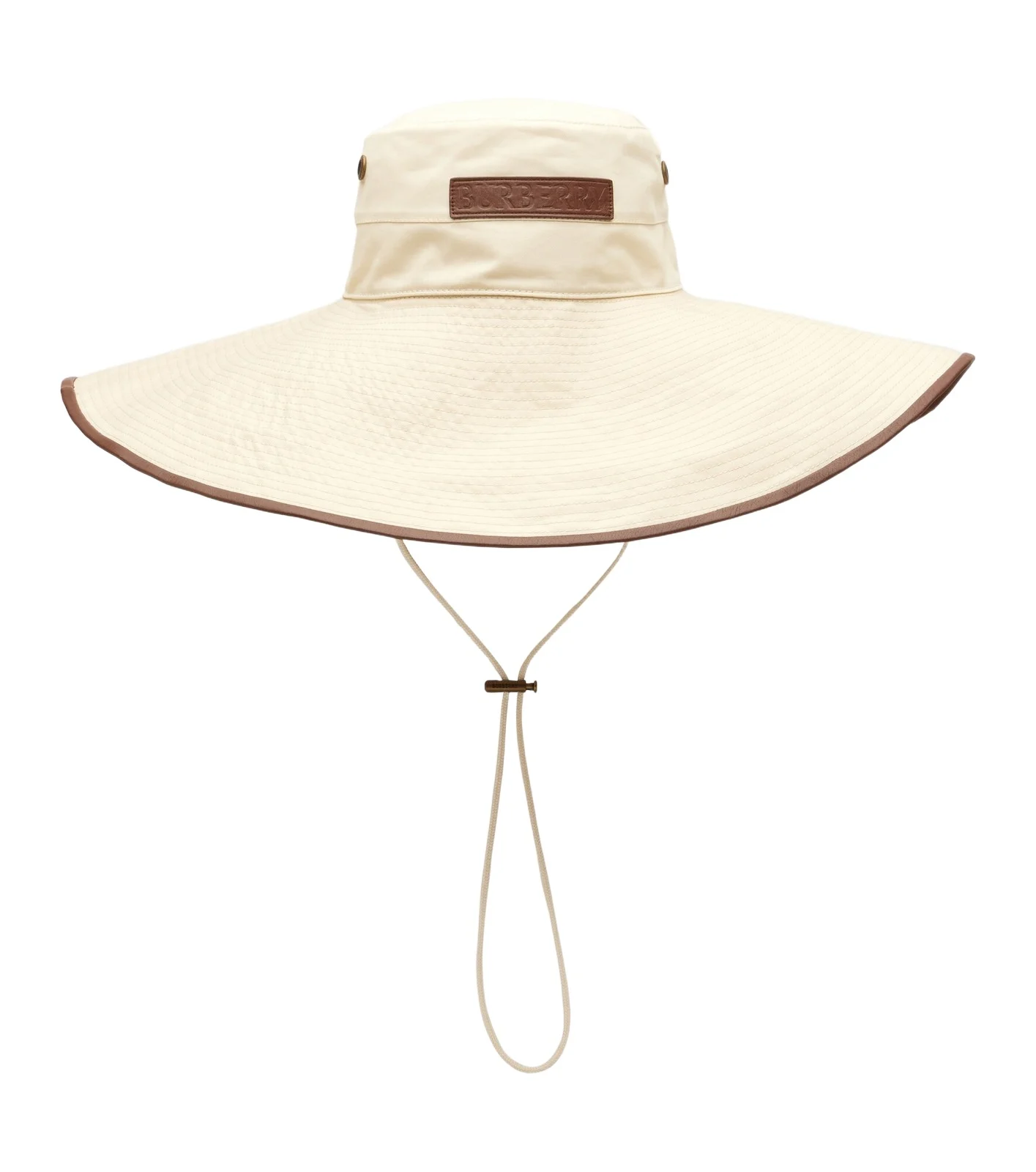 Leather-trimmed cotton-blend sun hat