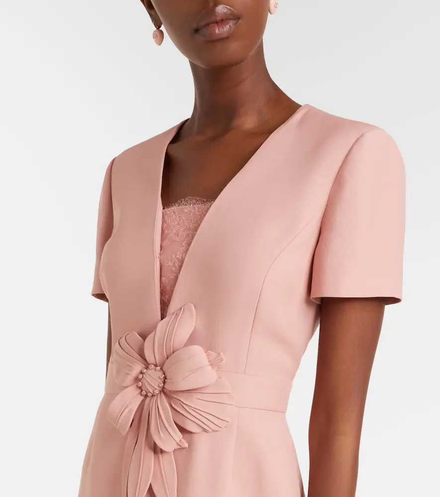 Valentino Garavani Crepe Couture floral-appliqué midi dress | Thumbnail 3 Valentino Garavani Crepe Couture floral-appliqué midi dress | Thumbnail 3