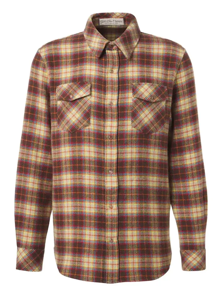 Plaid cashmere shirt with sunstone Plaid cashmere shirt with sunstone